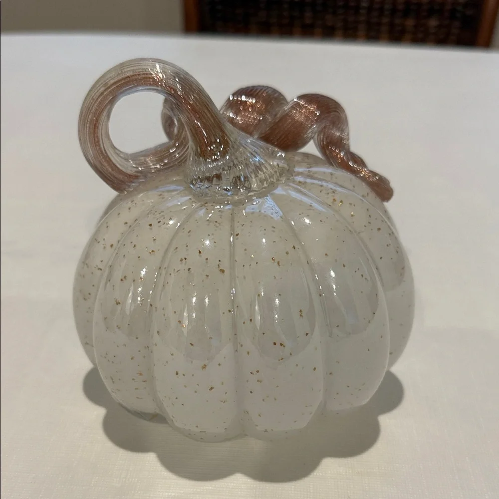 Glass Pumpkin with Gold Accents - Picture 3 of 7